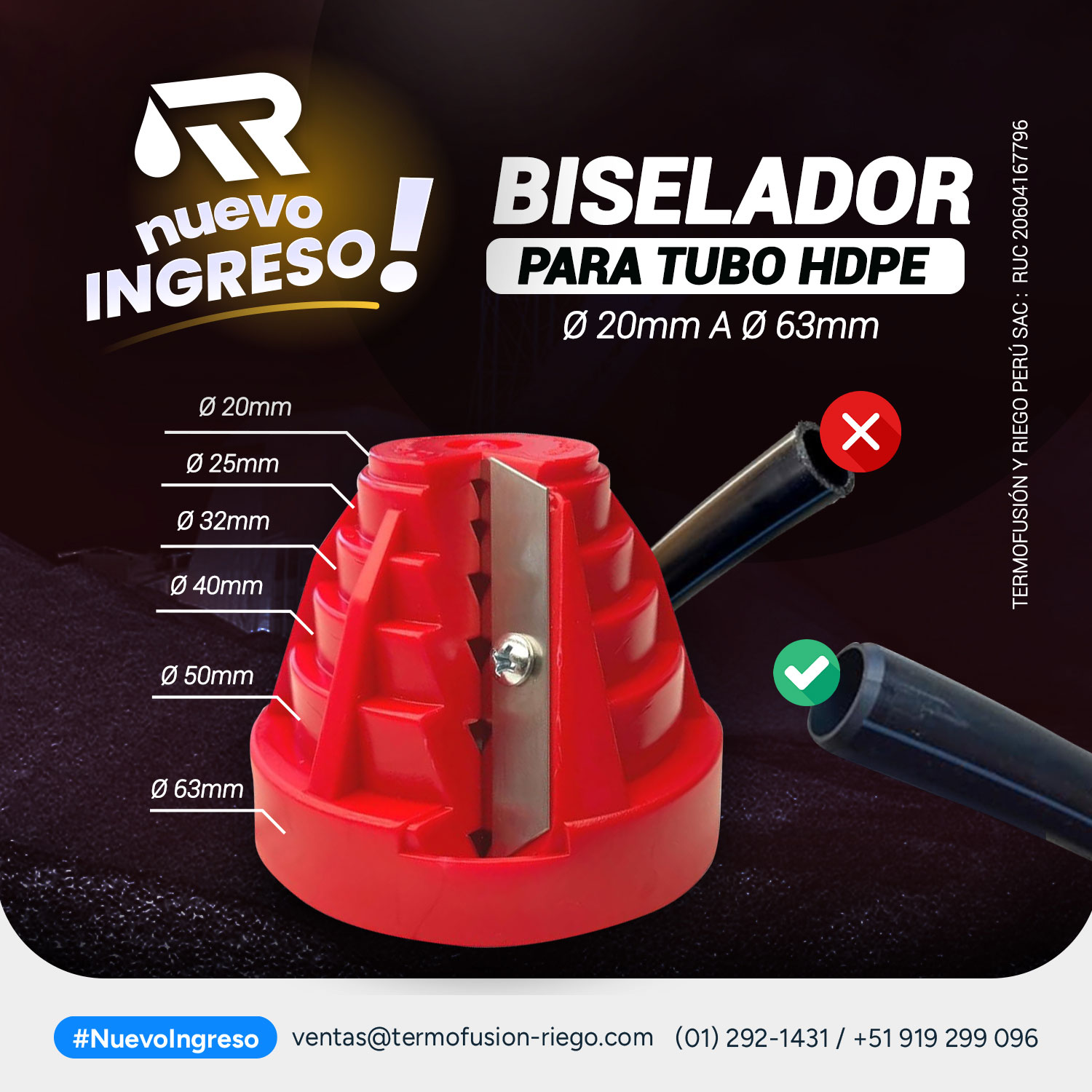 Biselador para Tuberias HDPE