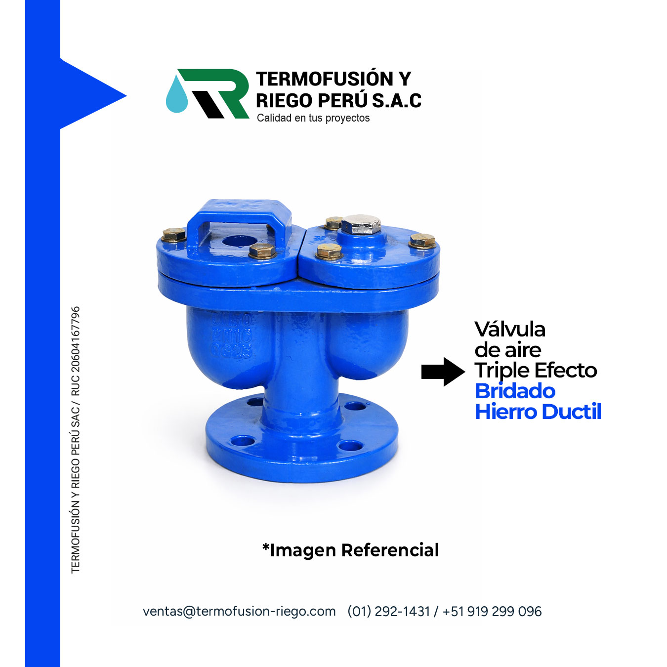 VALVULA DE AIRE TRIPLE EFECTO BRIDADO HIERRO DUCTIL