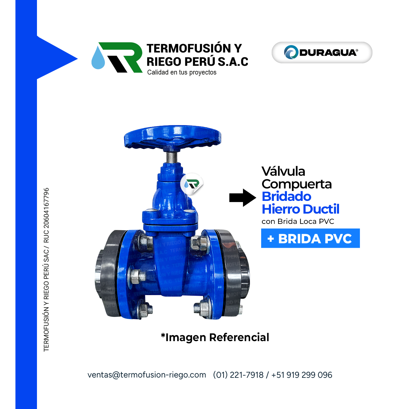 Válvula compuerta bridada con brida loca PVC